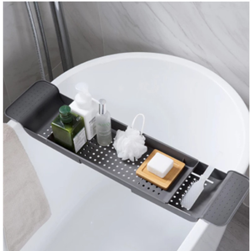 1pc Retractable Bathtub Storage Rack Bath Tray Shelf Tub Multi-Function Bathroom Tool Towel Kitchen Sink Drain Holder Organizer