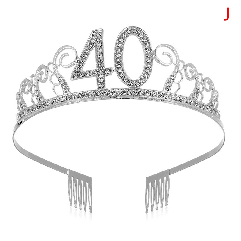 30 40 50 syntymäpäiväjuhlien koristelu aikuisten kristalli tekojalokivi tiara prinsessakruunu: J