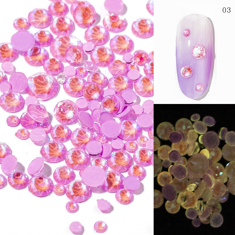 1 Pack Lichtgevende Kristallen Gemengde Size SS6-SS20 Nail Art Rhinestone Decoraties 3D Glitter Diamond Jewelly Glow In The Dark Ornamenten: color3