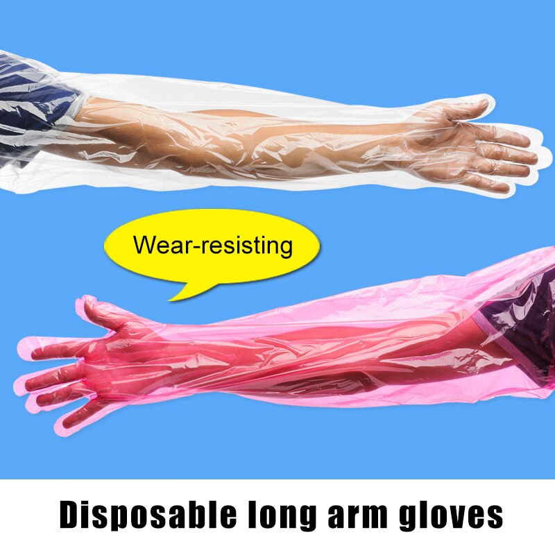 50 stks/zak Wegwerp Lange Arm Handschoenen Soft Thicken voor Veterinaire Onderzoek 899