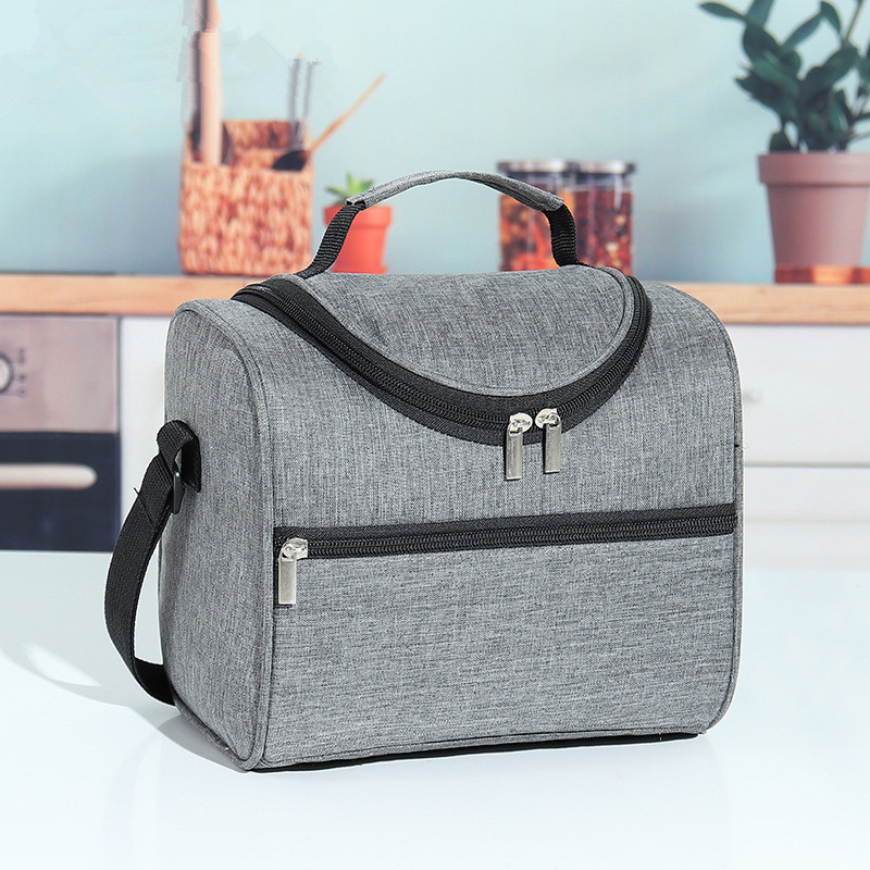 Large Capacity Square Thermal Lunch Bags Portable Cooler Bag Insulated Food Bags for Work School Picnic Bento Bags with Zipper: black