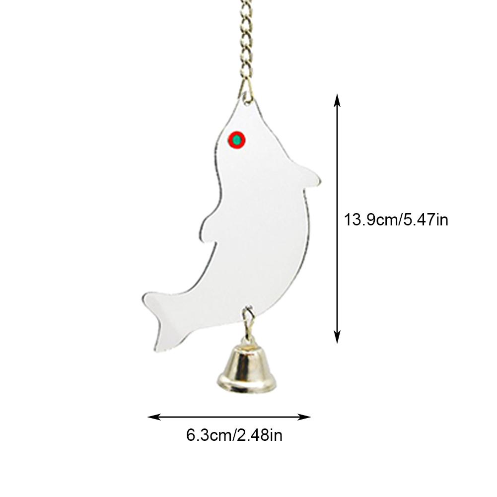 Campana para loro, juguete para mascotas, espejo con pájaro, juguete columpio para jaula de pájaros, juguete rectangular redondo con forma de corazón opcional con cascabel de Color aleatorio