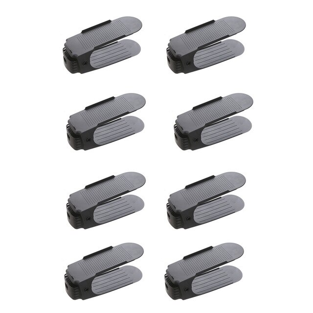 10pcs Adjustable Shoe Rack Shoe Organizer Support Saving Cabinet Closet Shoe Stand Shoes Storage Rack Shoe Box: 8pcs black