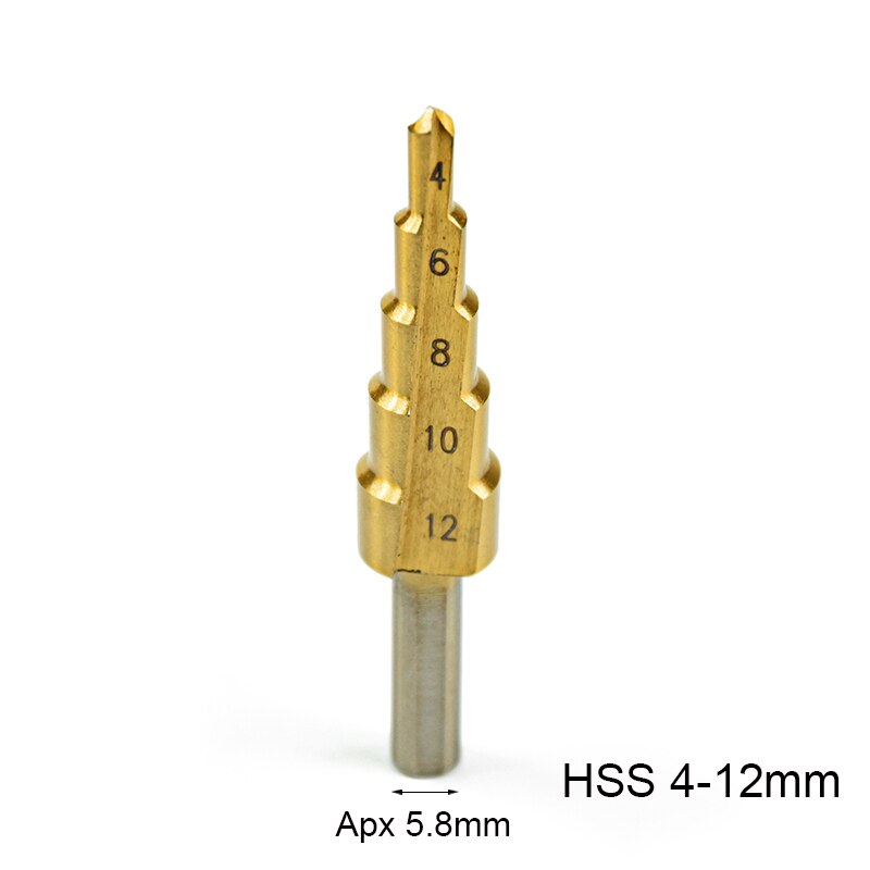 Hss Step Cone Conical Drill Bit Set Hole Milling Cutter Titanium Coating Hexagon/Triangle Shank: Triangle-4-12