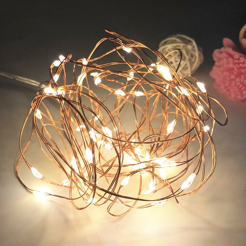 Led fairy light 2m 5m led string lys vandtæt kobbertråd drevet af  cr2032 batterier til krans jul bryllup dekoration