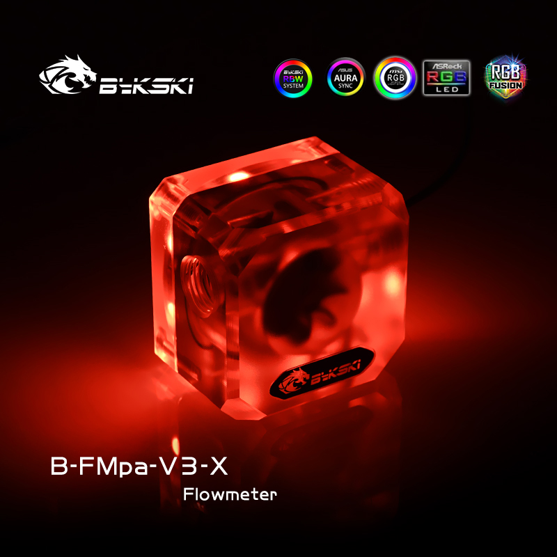 Bykski Frosted Water Flow Meter, Flowing Monitoring For Computer Water Cooling, RGB/ARGB SYNC, B-FMpa-V3-X
