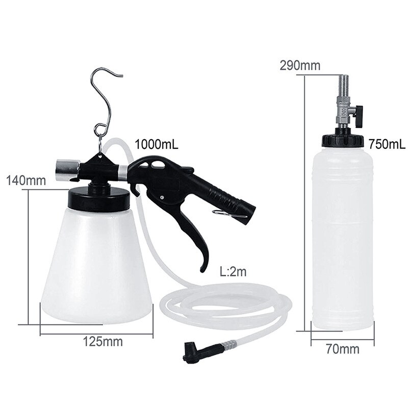 Kit de purgeur d'embrayage de frein à vide pneumatique 0.7 litres & 0.8L maître-cylindre outil de purge de liquide de pression d'air pour voitures