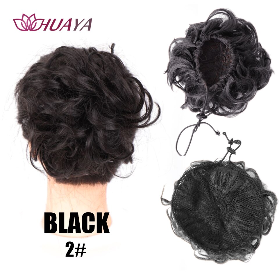 HUAYA Synthetic Short Wavy Chignon for Women 2 Plastic Comb Clip in Hair Extensions Elastic Rubber Band Bun Hair Accessories: 589-2