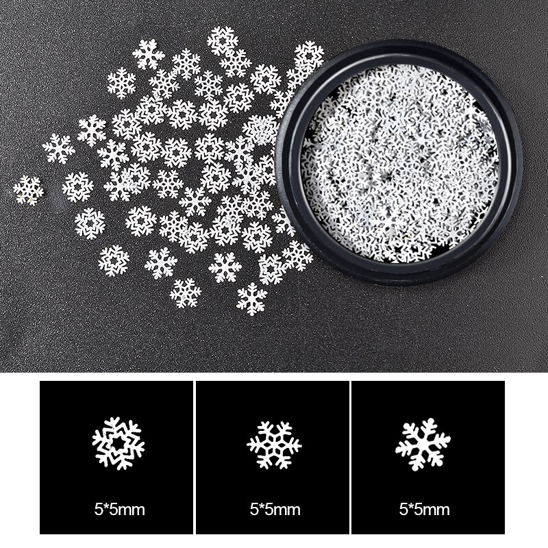 1 doos Kerst 3D Nail Art Decoraties Gemengde Ultra-dunne Sneeuwvlok Pailletten Metal Slice Sticker Festival DIY Accessoires