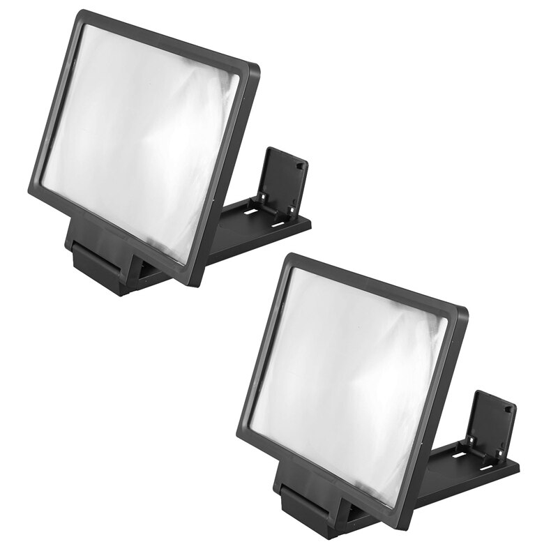 2x handybildschirme, 3d verstärker, vergrößerungsglas, 8 -zoll-handybildschirm für alle handys, faltbarer erweiterungsständer: Default Title