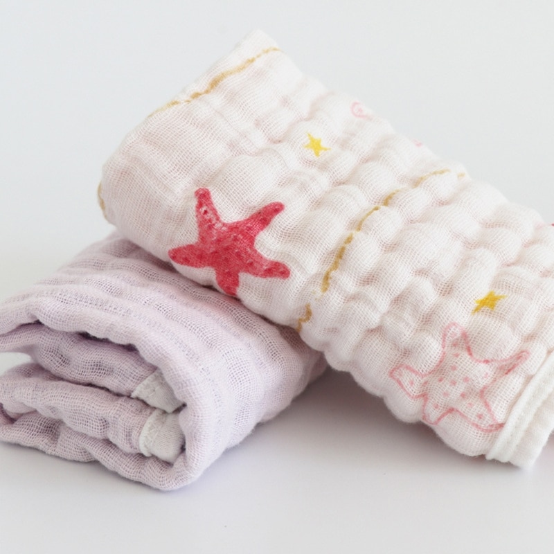 Baby Towel Cotton Square Muslin Baby Towels 6 Layers Water Washing Handkerchief Newborn Baby Nursing Towel 30*30cm