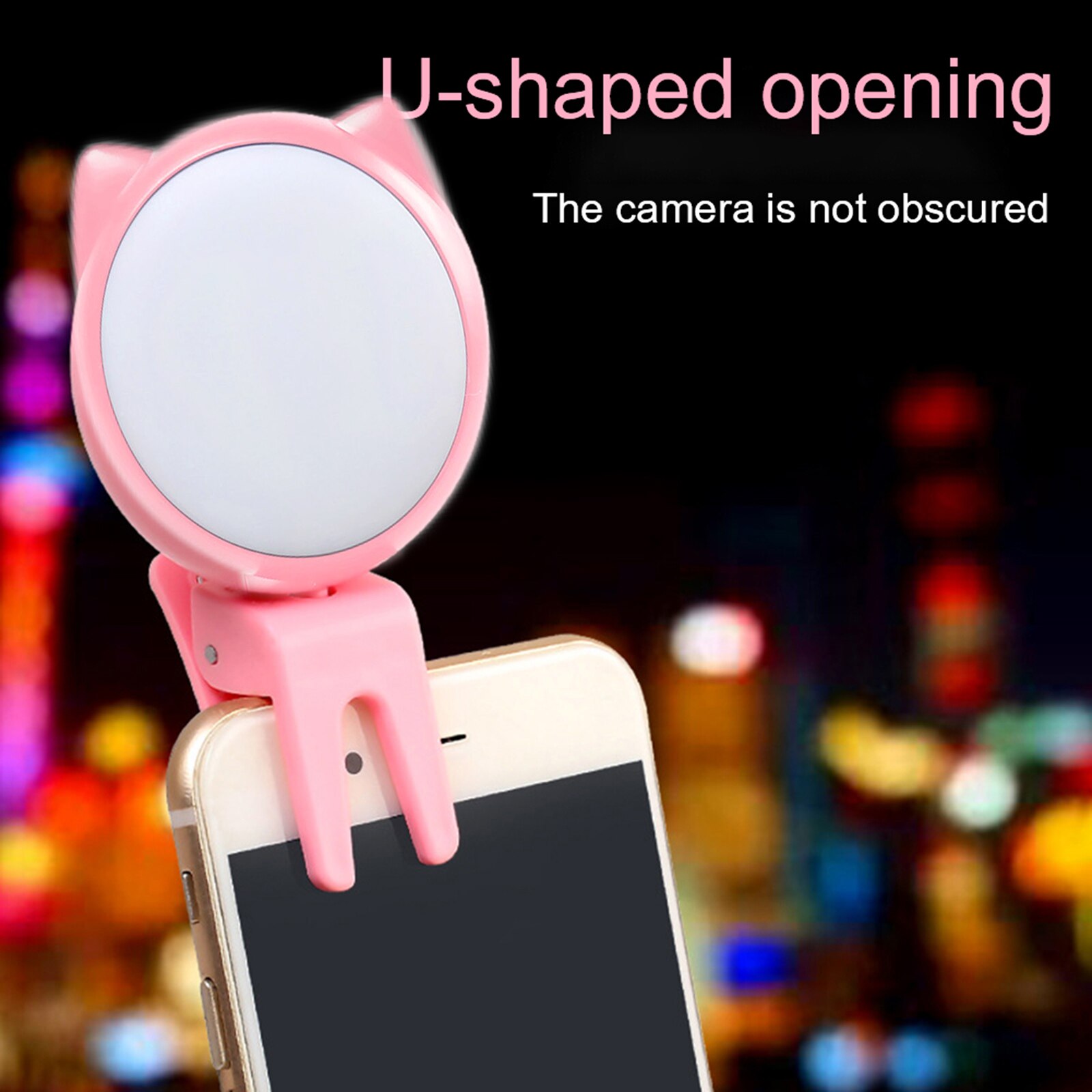 Verstelbare 3 Modes Licht Invullen Leuke Kat Oor Vorm Selfie Licht Led Clip-On Mobiele Telefoon Flash Make Lichtheid enhancing Lamp
