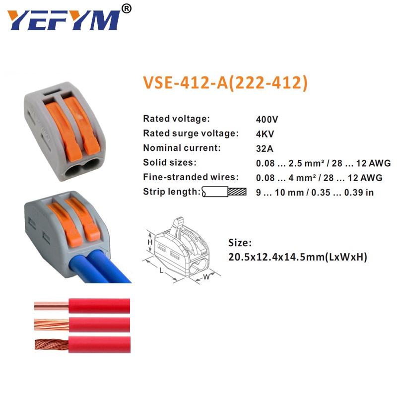 Terminales de cableado eléctrico, resorte de jaula, conectores universales de terminal rápido para el hogar, bloque de terminales de conexión push-in