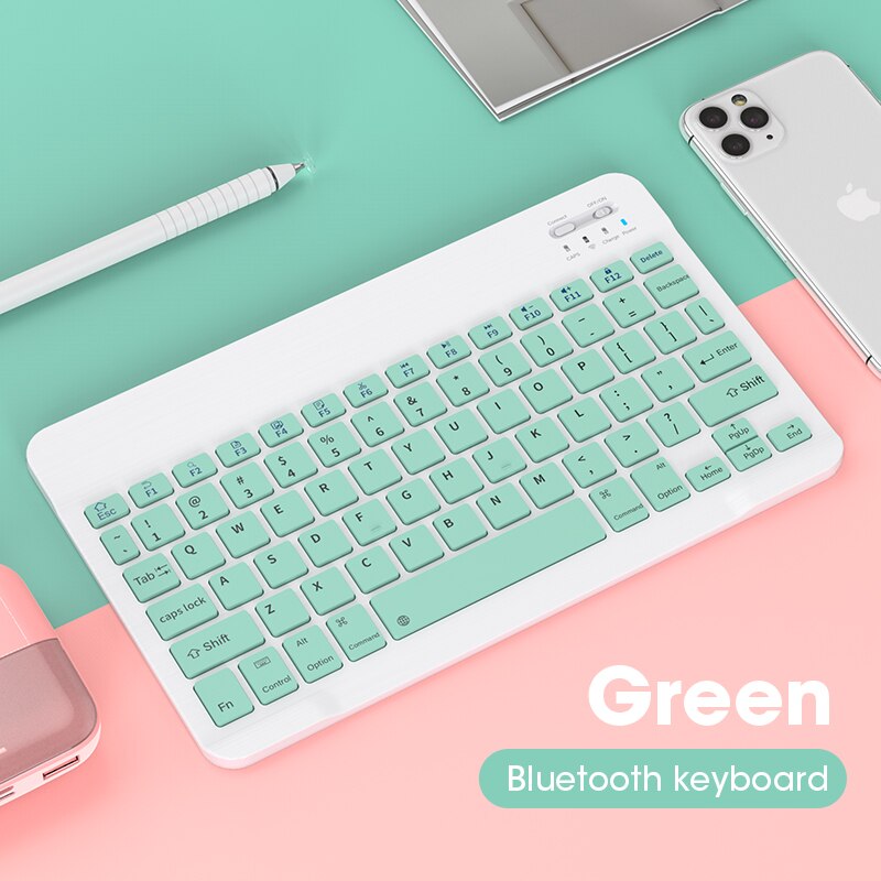 Bluetooth Pink Keyboard Mouse Combo Set For iPad Surface Tablet Laptop Wireless Silent Keyboard Mute Mini Size Keyboard Mouse: Green Keyboard