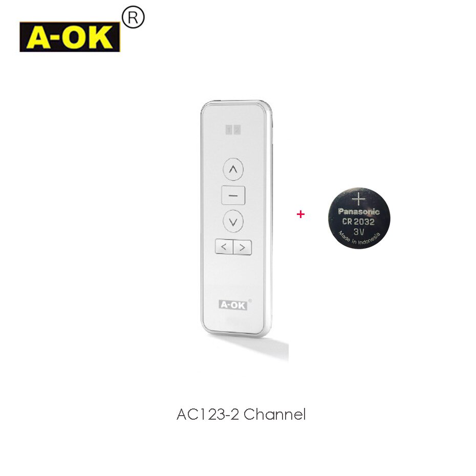 Original A-OK RF433 Remote Controller AC123-1/2/6/16 Channel for A-OK RF433 Curtain Motor and RF433 Tubular Motor,with battery: AC123-2