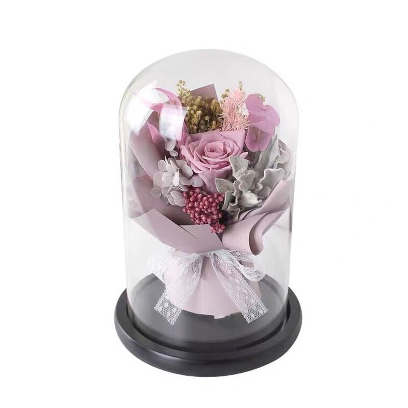 Preserved Flower Rose Glass In A Dome Dried Flower Bouquet For Valentine's Day Girlfriends Birthday Wedding