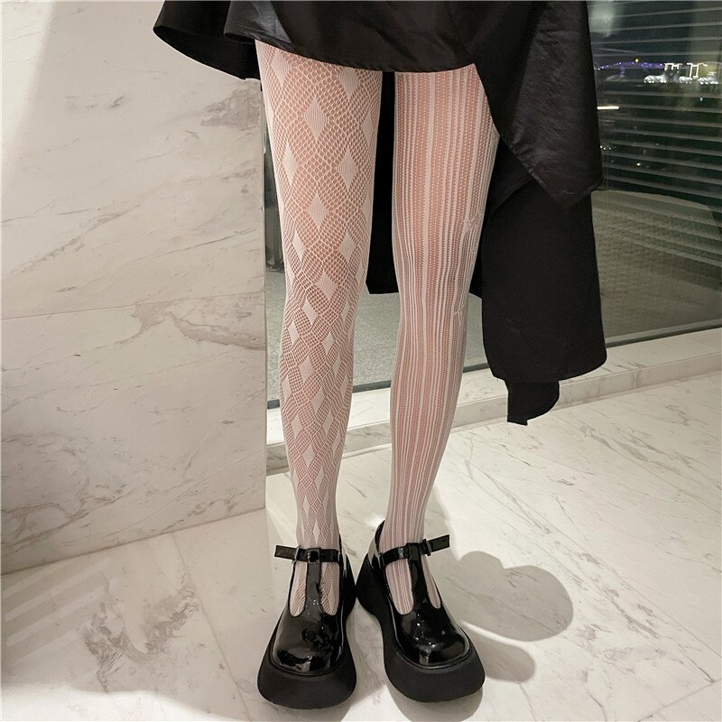 Pantyhose Fish Net Mesh Black White Tights Different Pattern Club Wear Party Pantyhose Stockings for Women Tights