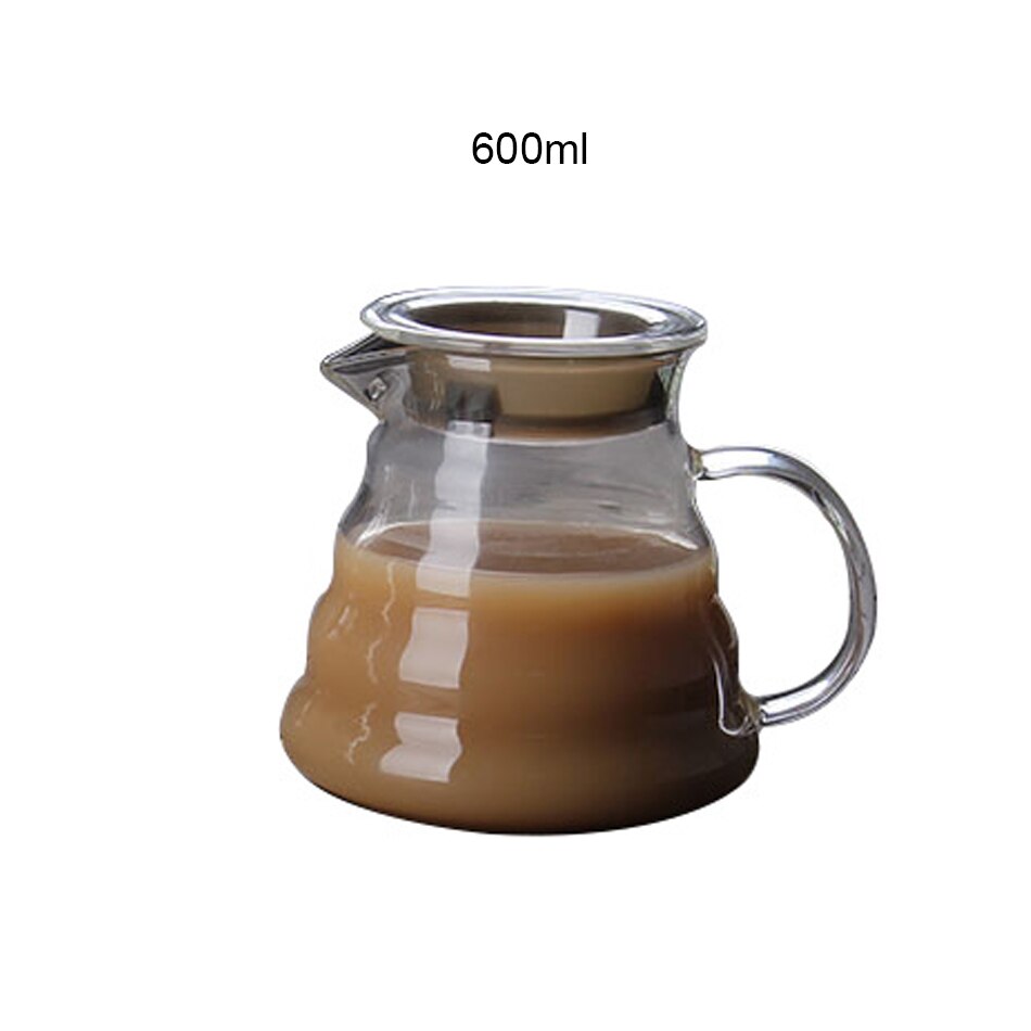 YRP 360ml 450ml 800ml V60 Giet Over Glas Bereik Koffie Server Karaf Drip Pot Koffie Waterkoker Brouwer barista Percolator Duidelijk Tool: 600ml pot
