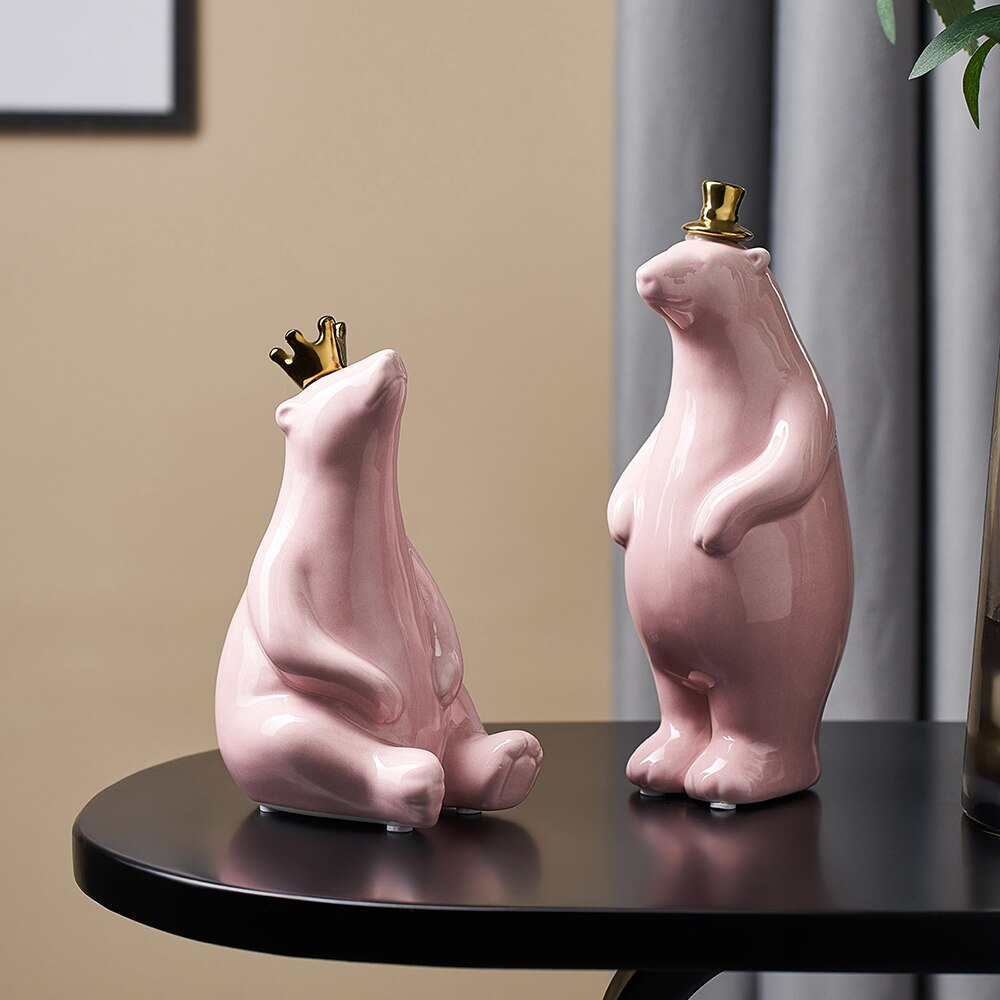 Polar Bear Ceramic Decoration Modern Home Decor Living Room Office Desktop Decoration Feng Shui Decoration Animal Statue