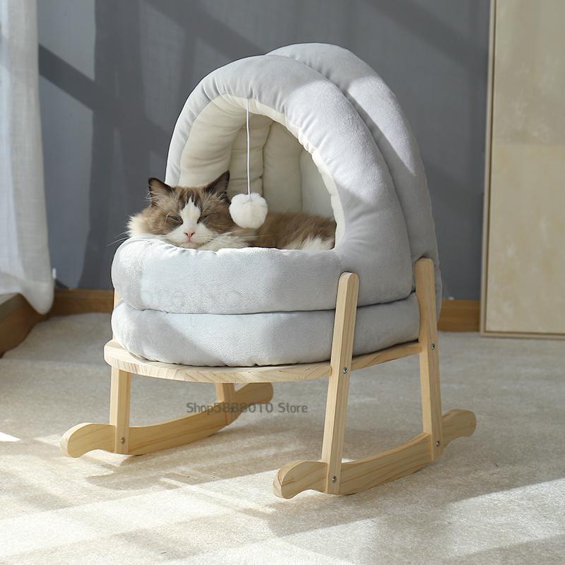 Nido de red para gatos rojo, casa para perros semicerrada cálida yurta para invierno, cuna para gato, coctelera para mascotas, suministros para pase de cuatro estaciones: lnvisible wings  2 / 40x38x35cm