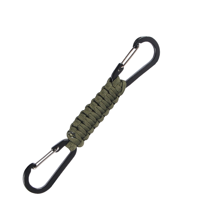 Paracord nyckelring dubbel karbinhake flätad nyckelband överlevnad nödknut verktyg för nycklar utomhus camping vandring ryggsäck: Röd