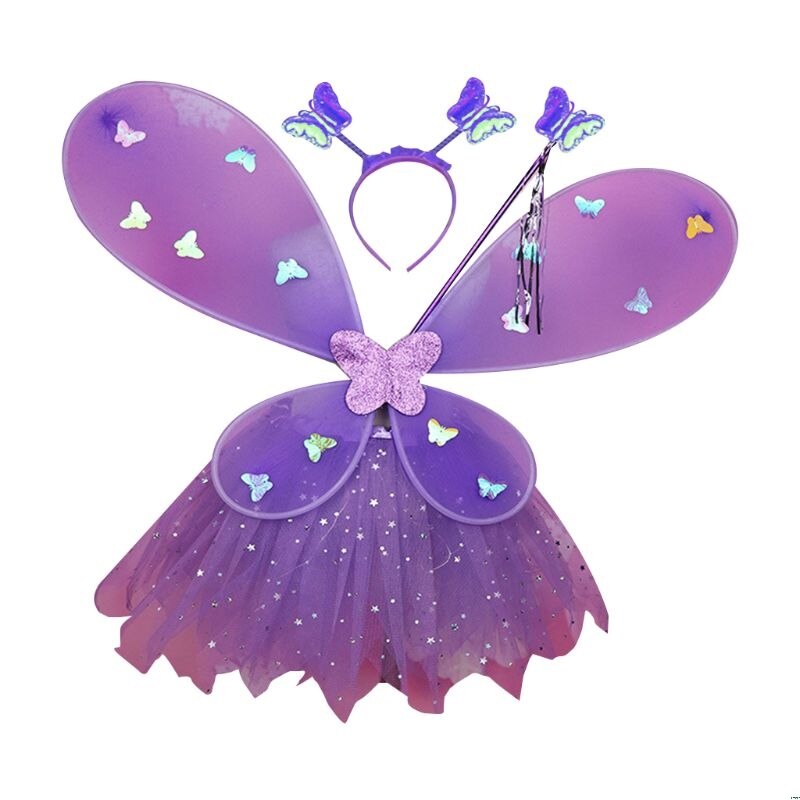 Søde børn kostumer ydeevne rekvisitter gradient farve sommerfugl prinsesse engle vinger fe stick børn klæde sig op legetøj: 3