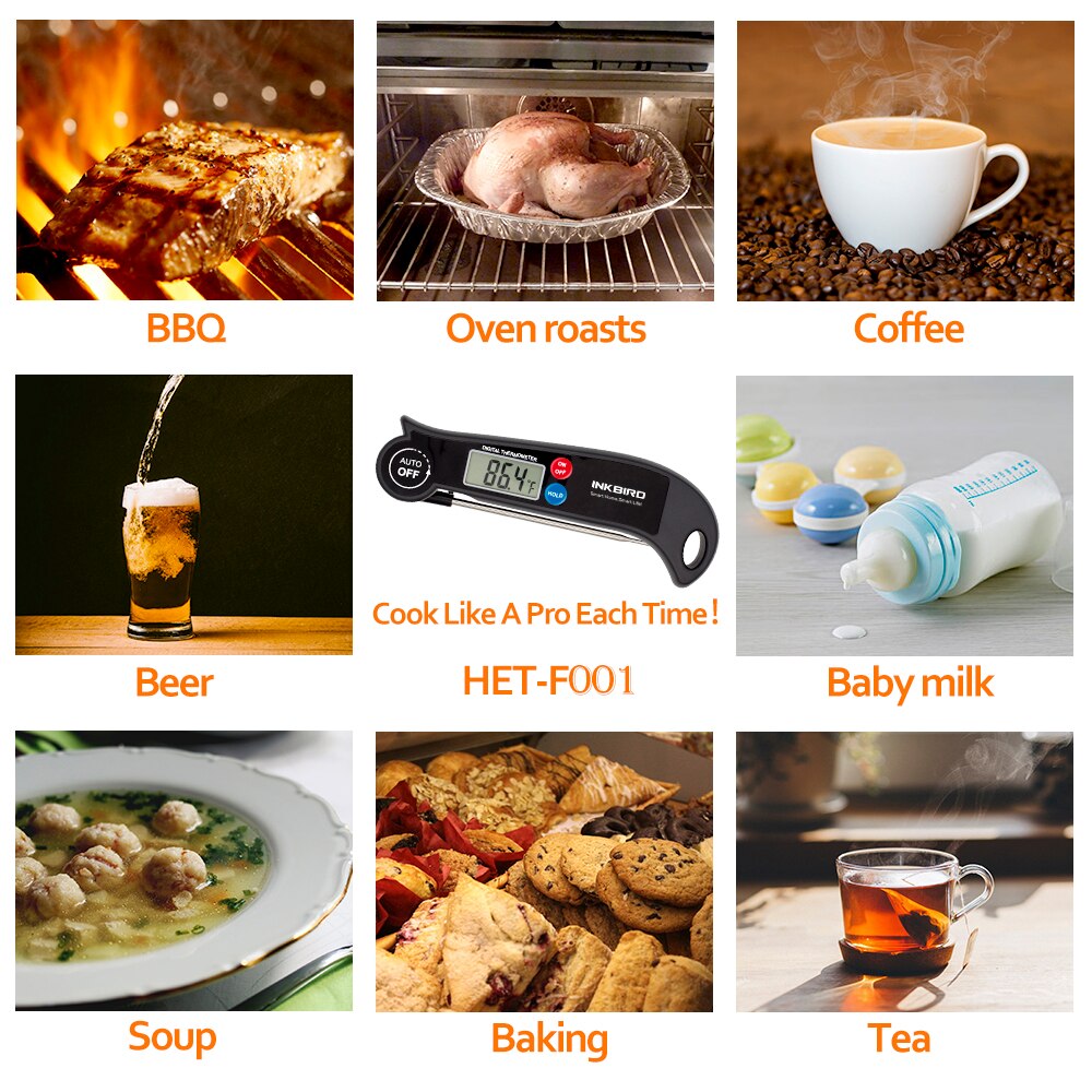 Inkbird Handheld Wireless Thermometer HET-F001 / BG-HH1C Kitchen Cooking Tool for Food Liquid Temperature Fast Measurement Tools