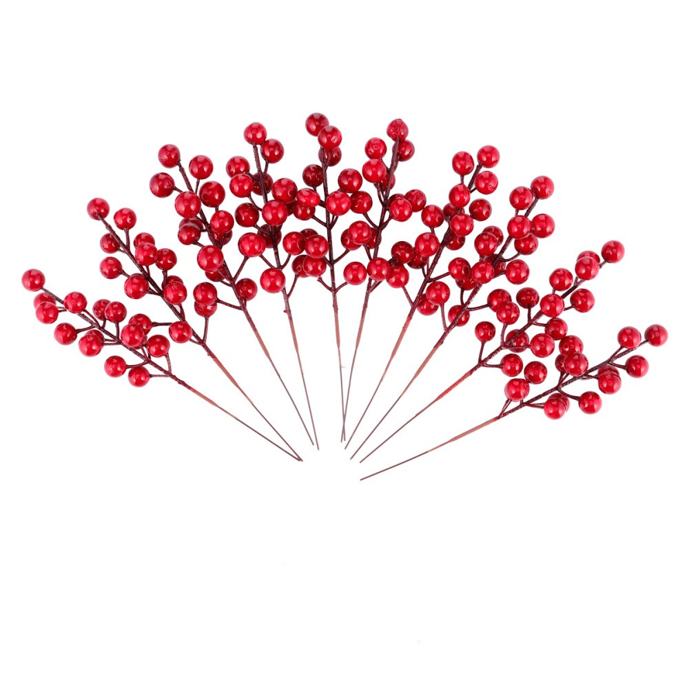 10 stuks kerstverpakkingen in de vorm van imitatiebessentakken (rood)