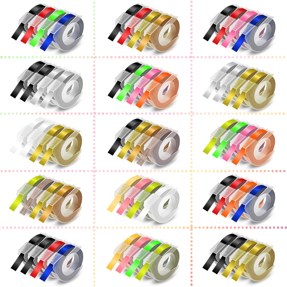 Uniplus 4pk til dymo etikettskriver 3d embossing etikett teip 9mm flerfarge kompatibel dymo teip labeller motex e -101 12967 1610