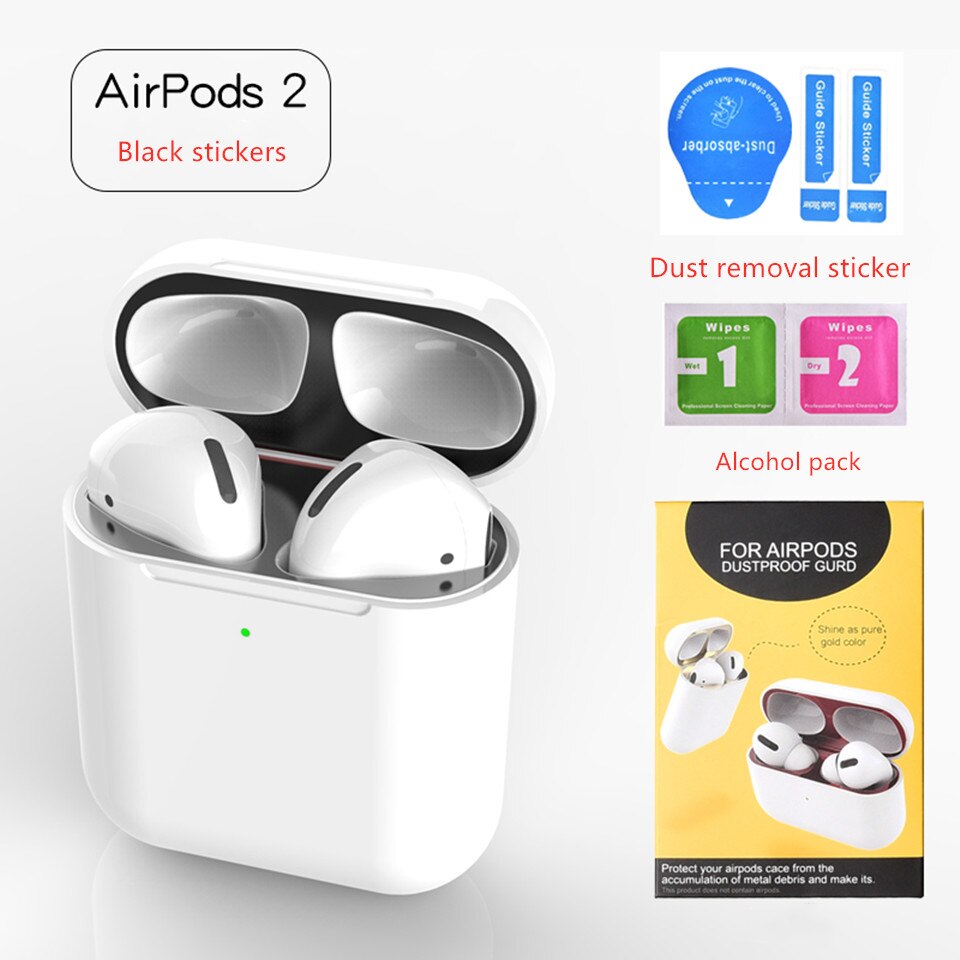 Stickers for Airpods pro 2&amp;1 Case Dust Guard cute Skin Inner Cover Accessories Film for Apple Airpods Pro 2 1 Stickers: black airpod 2