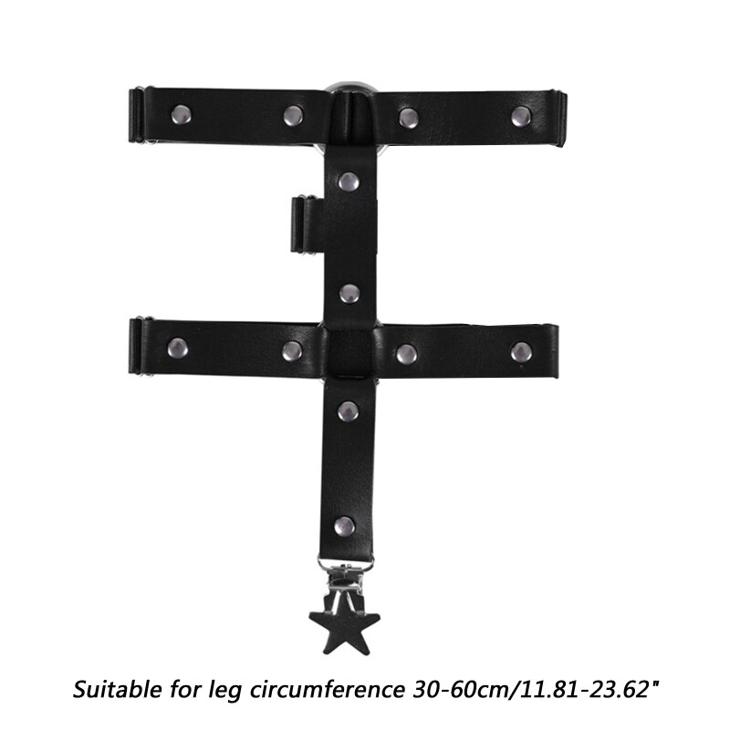 Girl Leg Chain Punk Leg Garter Belt Thigh Chains Black Body Chain Festival Rave Body Chain with Five-pointed Star Decor