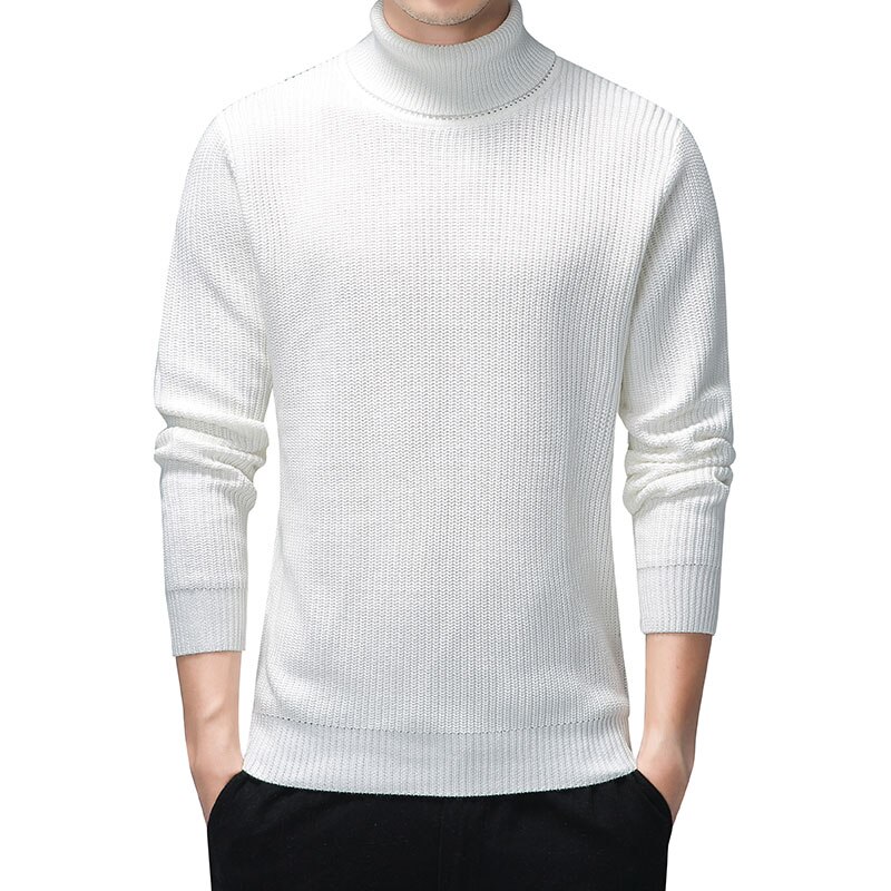 Turtleneck tröja herr casual bomullströja herr höst slim fit långärmade herrtröjor stickade pull homme oversize kläder