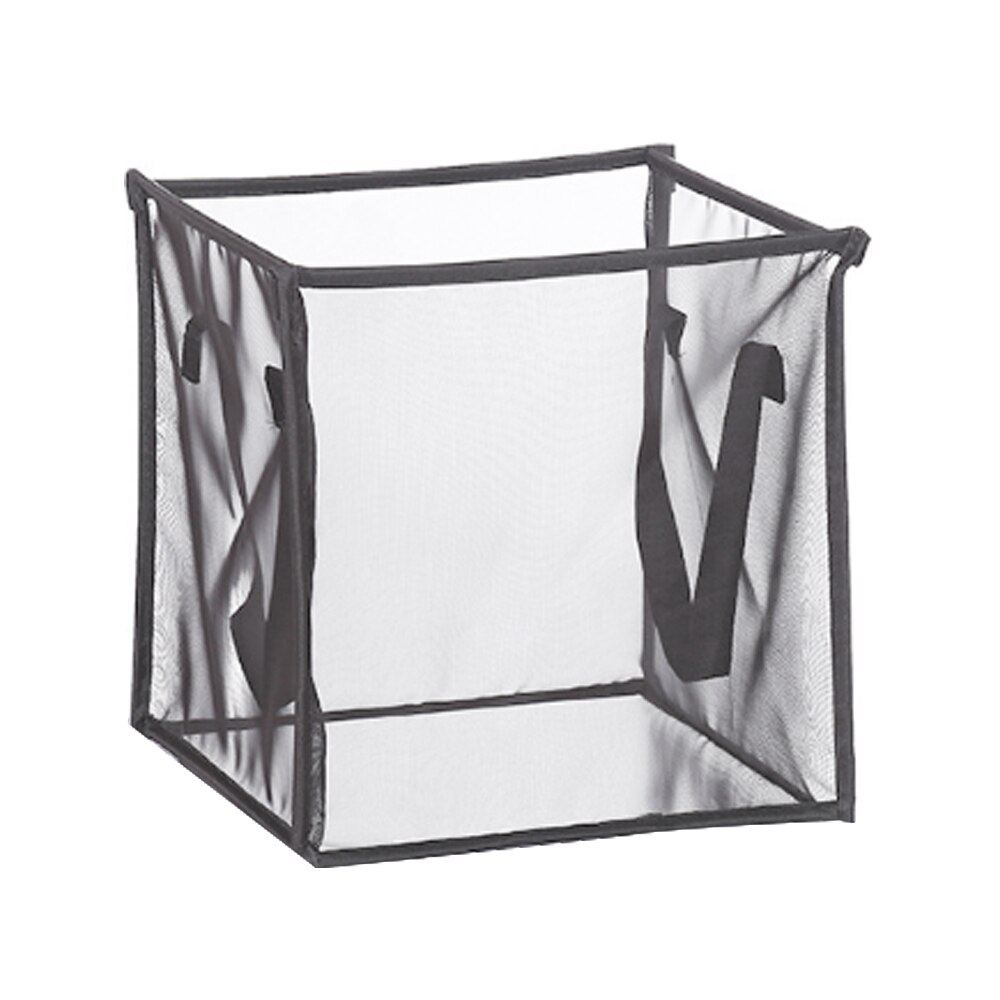 Cesta de malla cuadrada portátil para ropa sucia, contenedor de almacenamiento con asas de ropa sucia, organizador para el hogar, Cubo de almacenamiento de artículos diversos, 1/2 capas: gray 32x32x32cm