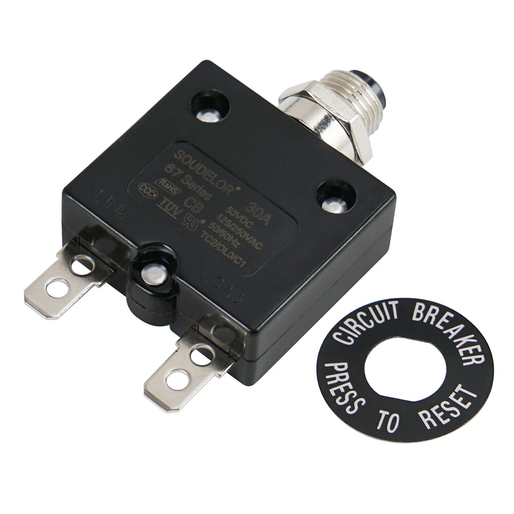 Push Button Circuit Breaker 30AMP Für Betrieb Bis Zu 50 V DC Oder 250 Volt AC
