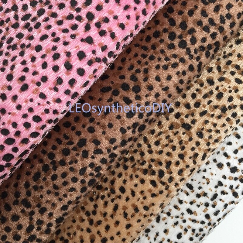 1PC 21X29CM Dots Printed Faux Fur Fabric For Making Bows LEOsyntheticoDIY GM3255B