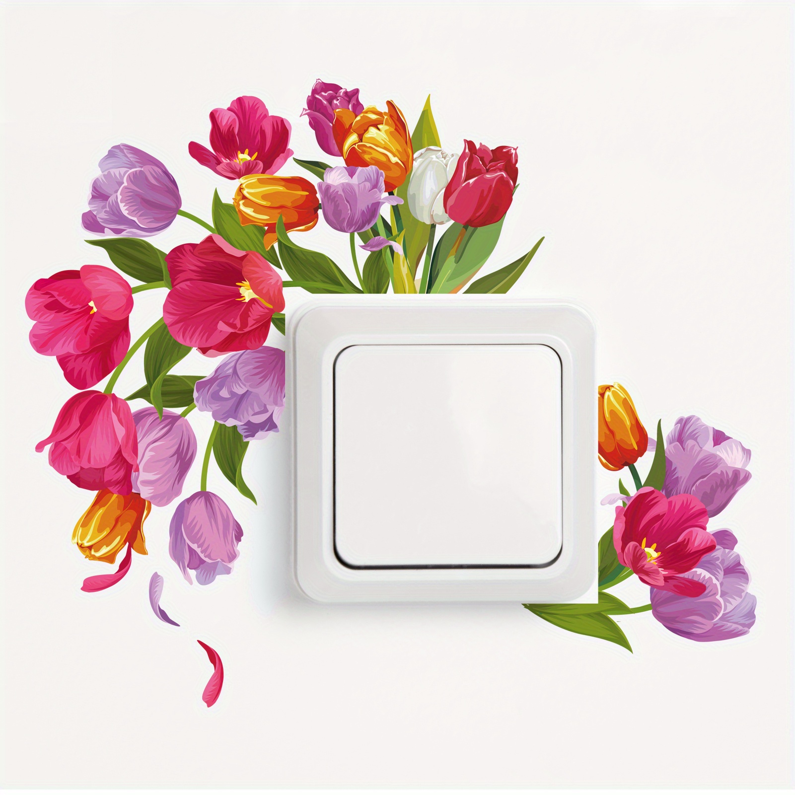 Flower Switch Stickers Green Plant Home Decoration Self-Adhesive Switch Wallpaper Living Room Bedroom Kitchen Background Decals