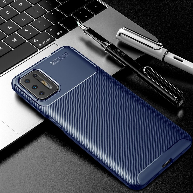 Dla Motorola Moto G9 plus przypadku zderzak krzemu szczupła z włókna węglowego anty-pukanie Obudowa dla Moto G9 plus pokrywa dla Motorola G9 plus 6.81: For Moto G9 / niebieski