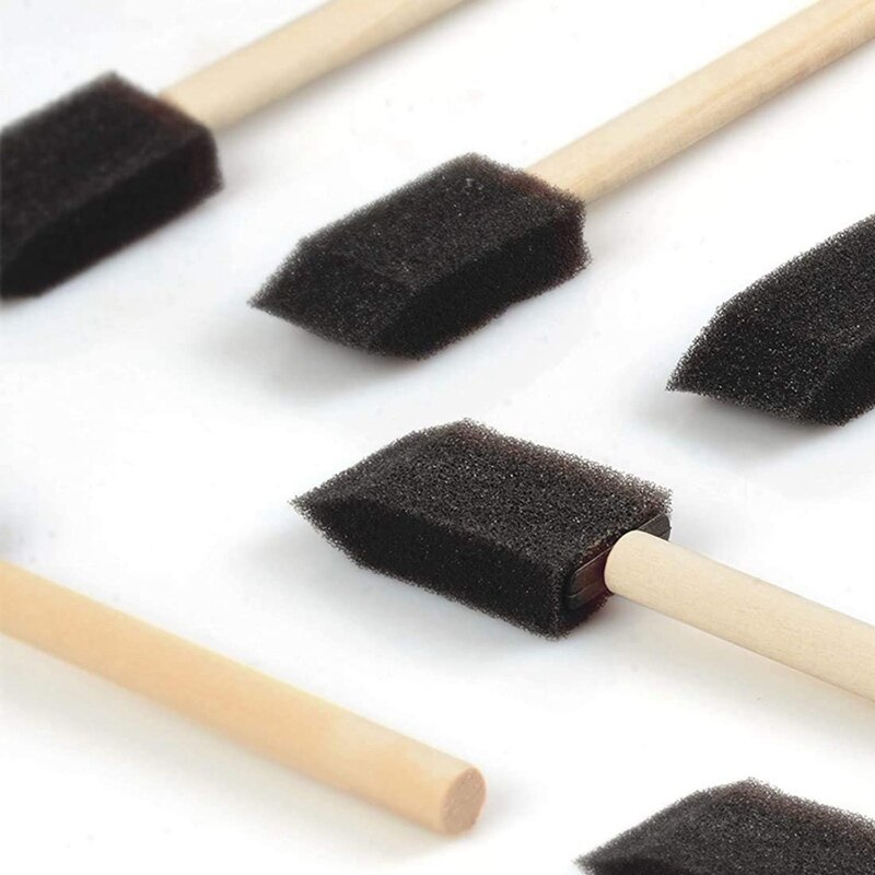 100Pcs Foam Brush,Sponge Wood Handle Paint Brush,Foam Paint Brushes,1inch Foam Brush Painting Set for Acrylics,Crafts
