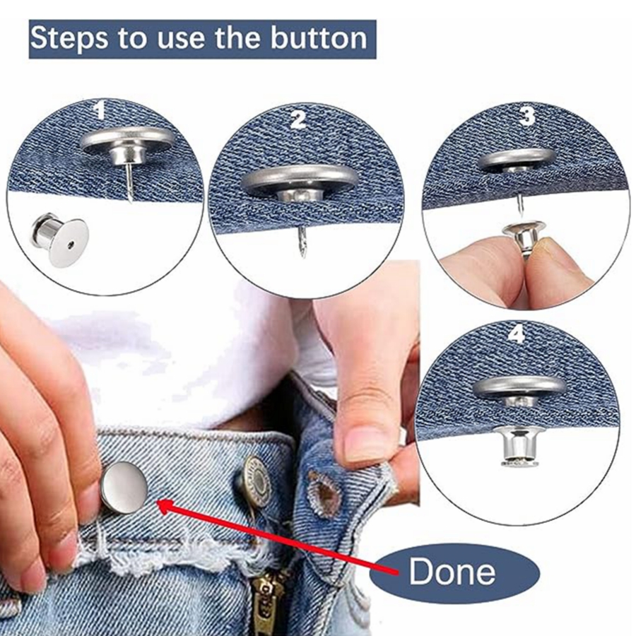 5-delige drukknoop metalen knoppen jeans taille knoppen perfecte pasvorm aanpassen zelf gratis nagel twist geen naad naaien knoppen