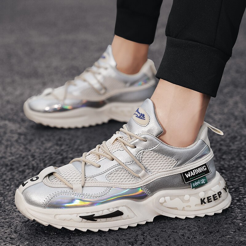 Forår åndbare lædersneakers til mænd fritidssko lette udendørs walking sportssko blød ydersål mænd krasovki