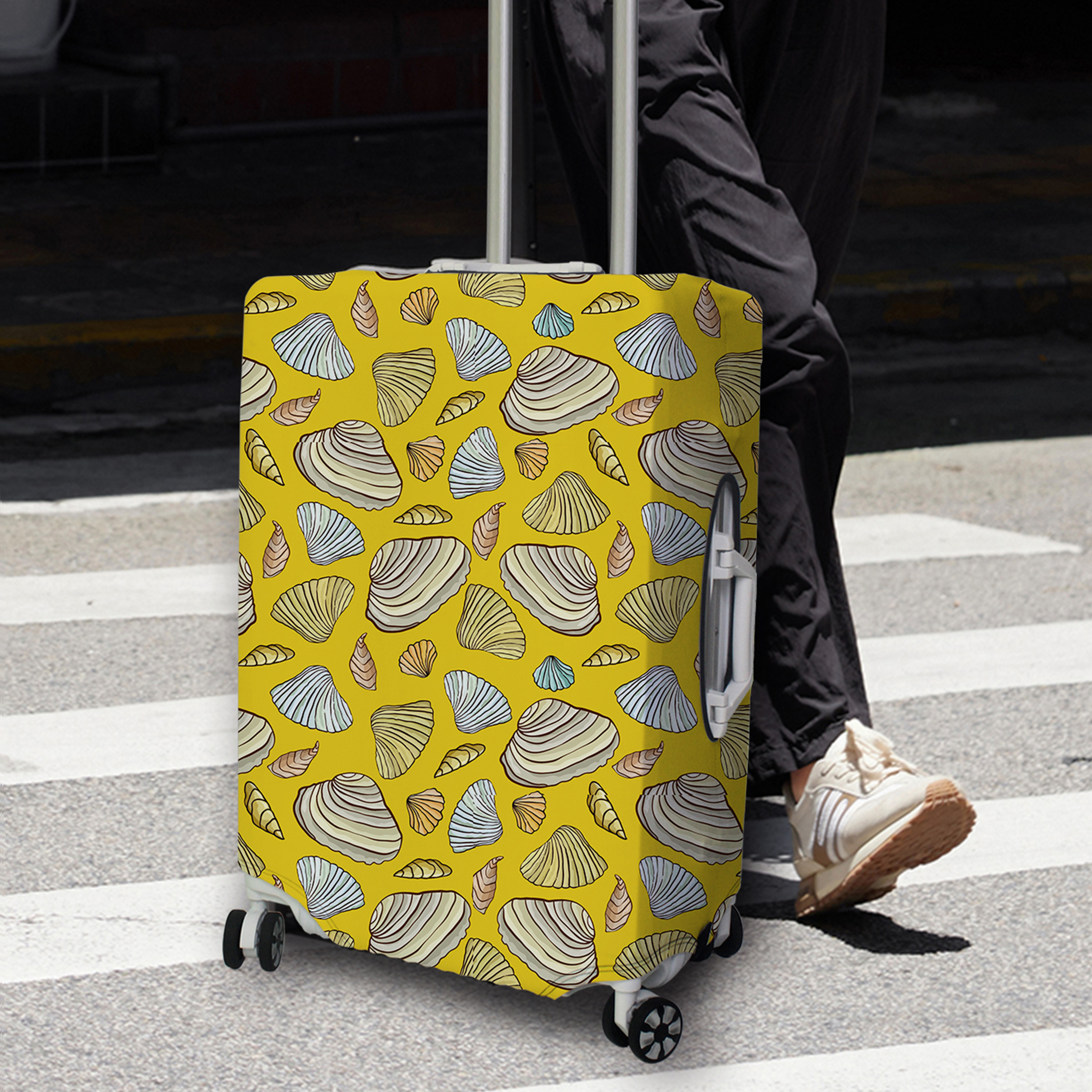 Luggage Cover Stretch Fabric Suitcase Protector Baggage Dust Case Cover Suitable for18-32 Inch Suitcase Case Travel Organizer: L / Silver