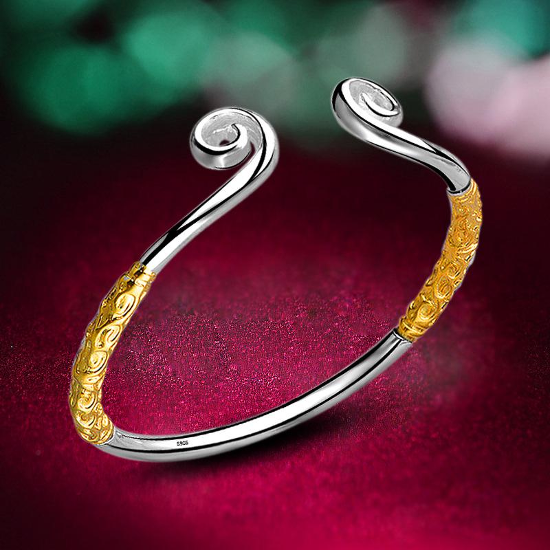 Pakkopaita rannekoru hopeoidut rannekorut ja rannekorut naisille korut pulseiras femme pulseras pulseira bileklik ranneke love: Kullan värinen