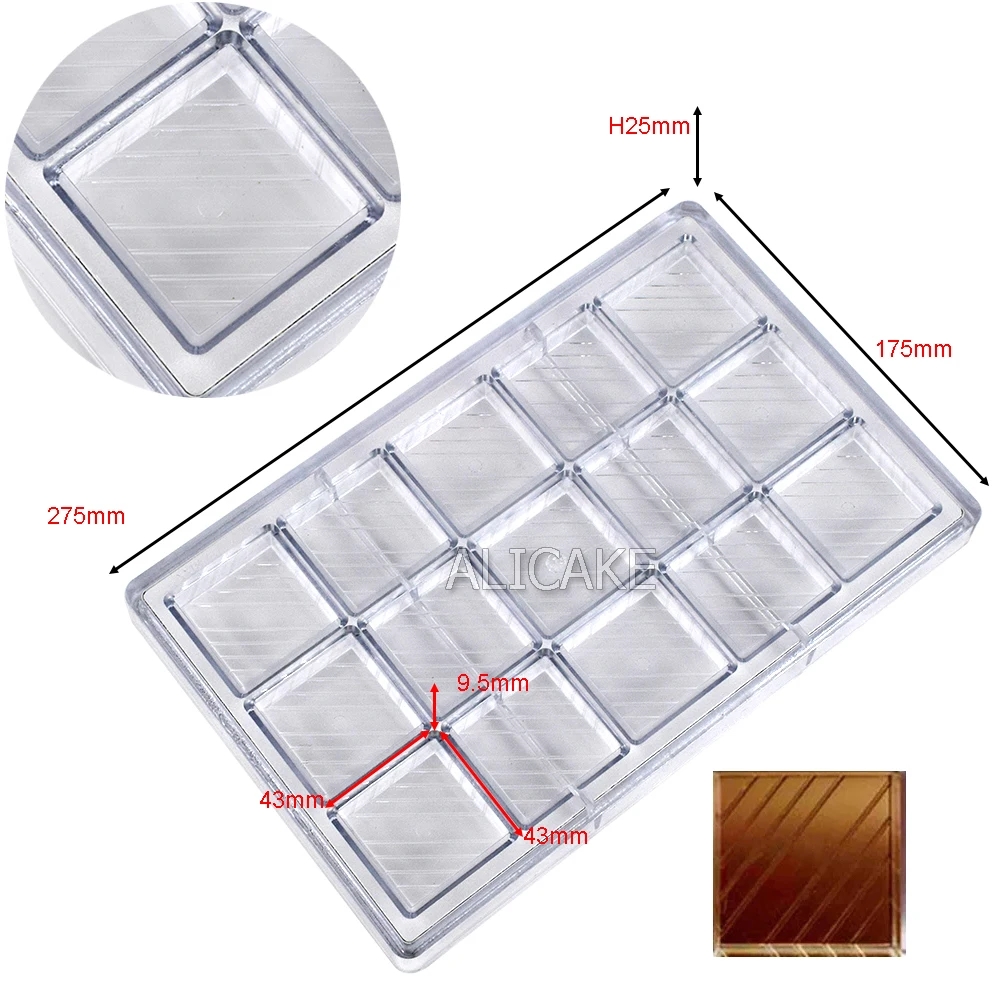 3D Polycarbonate Chocolate Molds Tray Forms For Baking Chocolate Bar Cake Thick Mould Pastry Tools for Bakery Mold: 2153PE