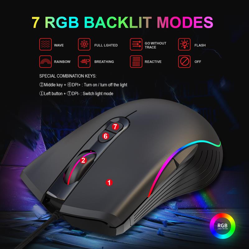 One-Handed Mechanical Gaming Keyboard Mouse Set RGB Backlit Portable Mini Gaming Keypad for PC PS4 Xbox Gamer
