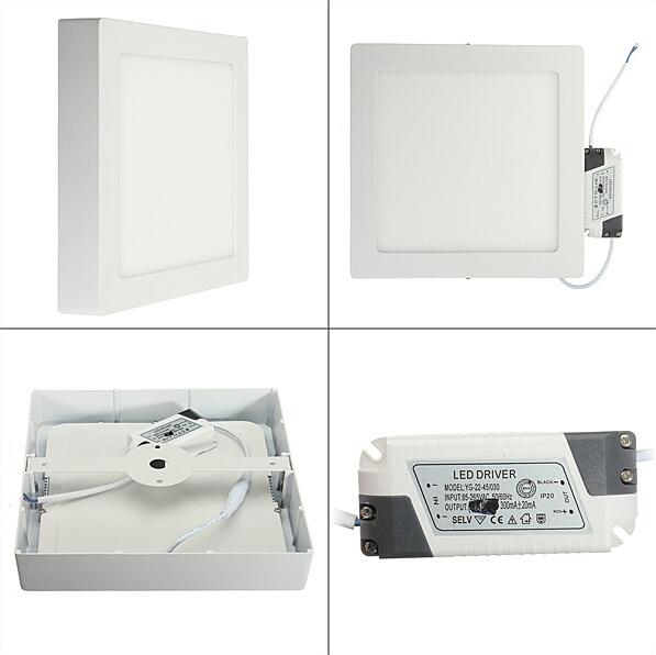 6w/12w/18w/24w pyöreää/neliömäistä led-paneelivaloa pinta-asennettava led-kattovalaisin kylpyhuoneeseen  ac85-265v lampada led-lamppua