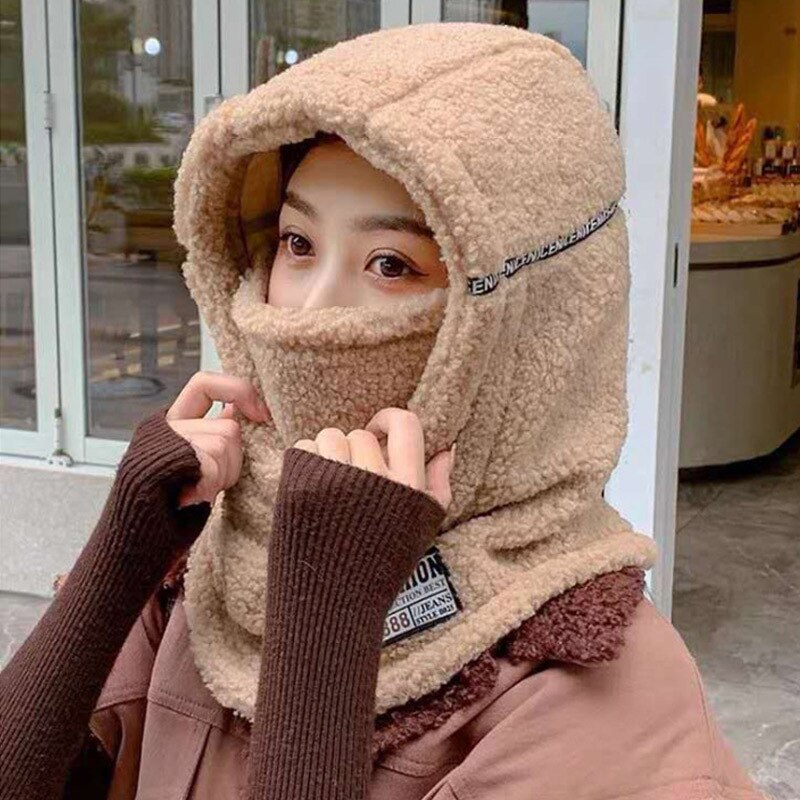 Female Fleece Hat Winter Korean Style Tide Plus Velvet Warm Earmuffs Wool Hats Woman Outdoor Cycling Cold Cap: 2