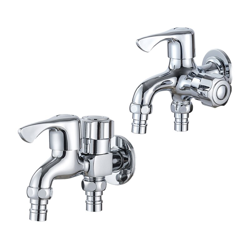 Wall Mounted Washing Machine Faucet Double Water Outlet Dual Handle Cold Water Tap Garden Washing Machine Bibcock Mop Pool Tap