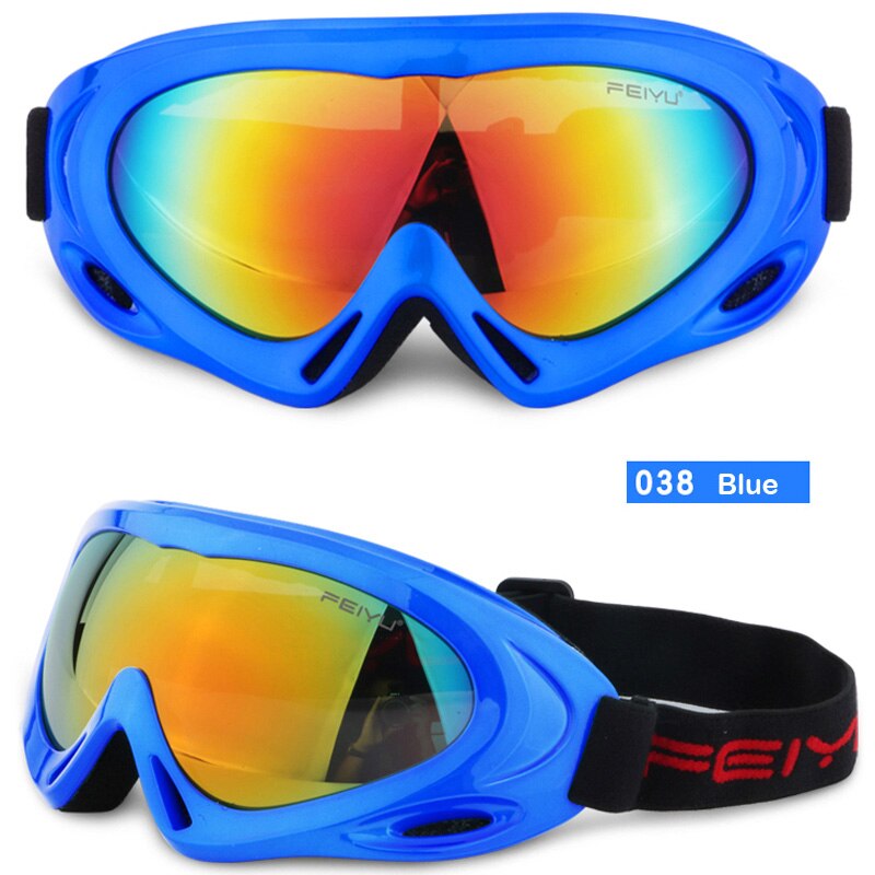 Gogle narciarskie i snowbordowe okulary przeciwsłoneczne okulary anty-uv wiatroodporny sprzęt sportowy profesjonalne zimowe gogle narciarskie dla dzieci mężczyźni kobiety: 038-niebieski