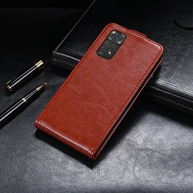 UP Down Case For Xiaomi Redmi Note 11 Case Phone Bag Holster Vertical Flip PU Leather Cover Redmi Note11 2201117TG Premium Case