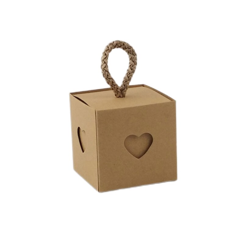 25/50Pcs Kraft Paper Box Square Heart Wedding Favor Candy Box With Rope Hand Packaging Bags Wedding Birthday Party Supplies: MINT GREEN / 9x14cm
